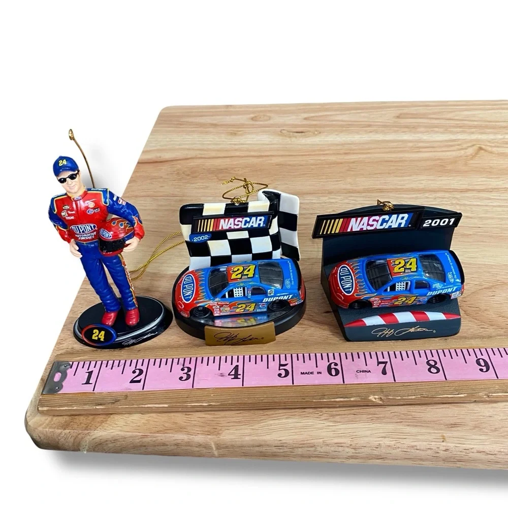 NASCAR Diecast Ornament Set with Blue & Red Jeff Gordon Racecar